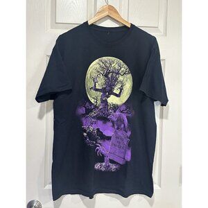 Rest In Pieces Halloween‎ Graveyard Graphic T-Shirt Black Mens Large Spooky Moon